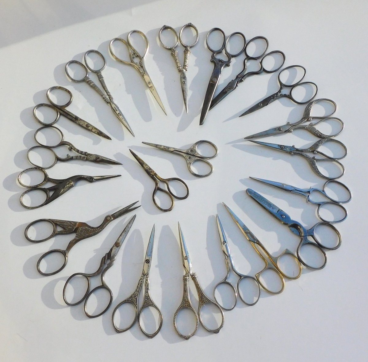 Lot Of 12 Pairs Of Antique Embroidery Scissors For Collection