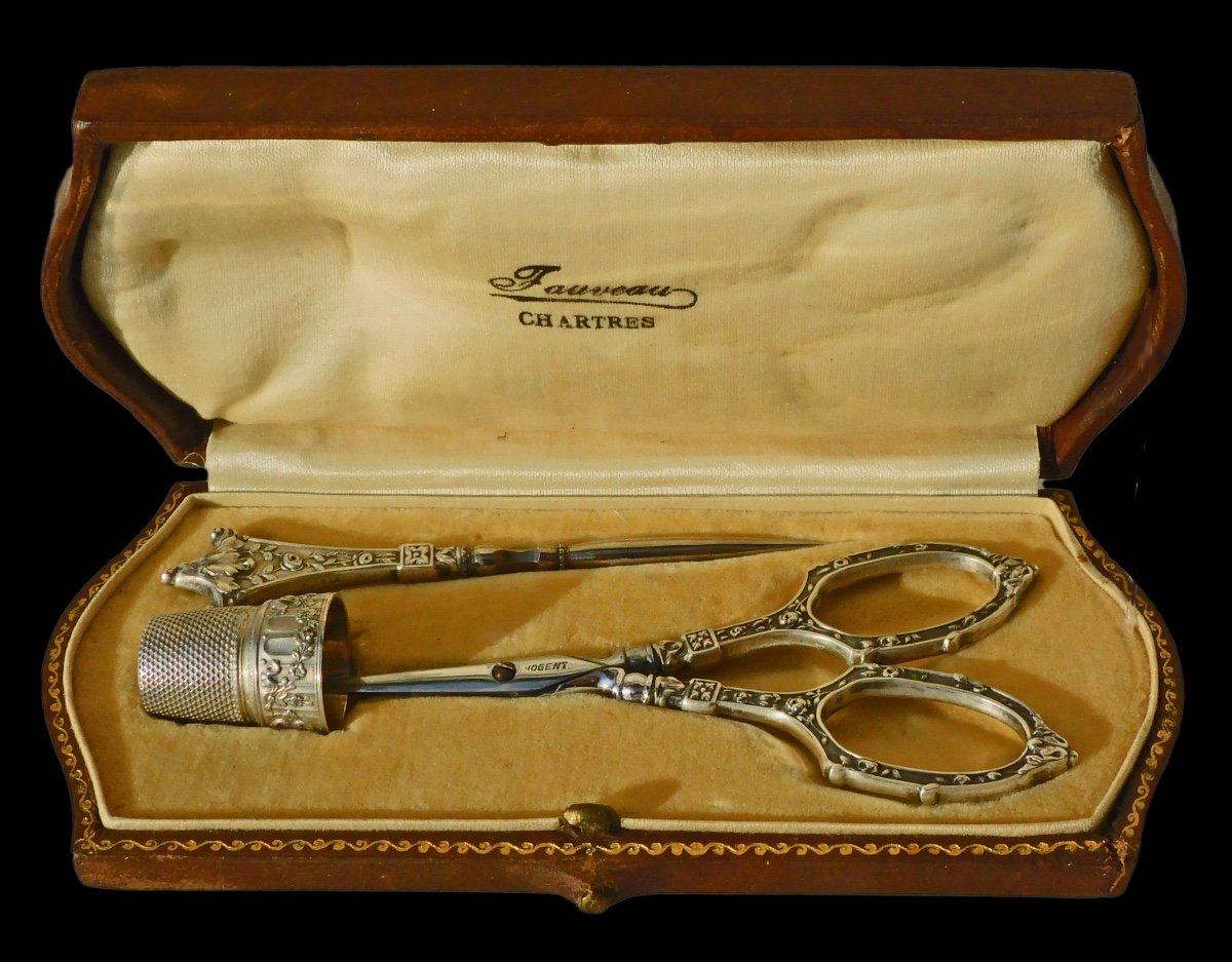 19th Century Solid Silver Sewing Kit Box -photo-2