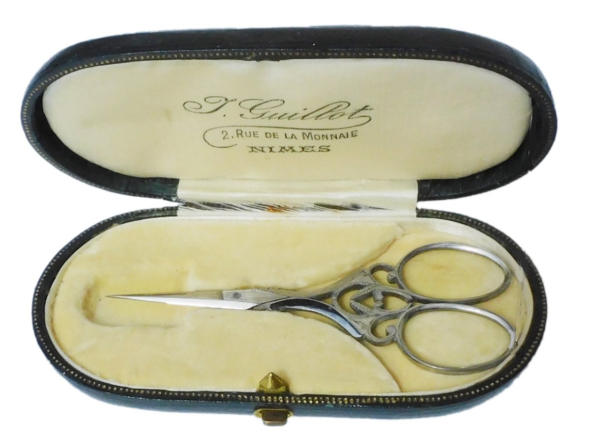 Antique Lace Embroidery Sewing Scissors Box Set Steel Late 19th Early 20th Century-photo-2