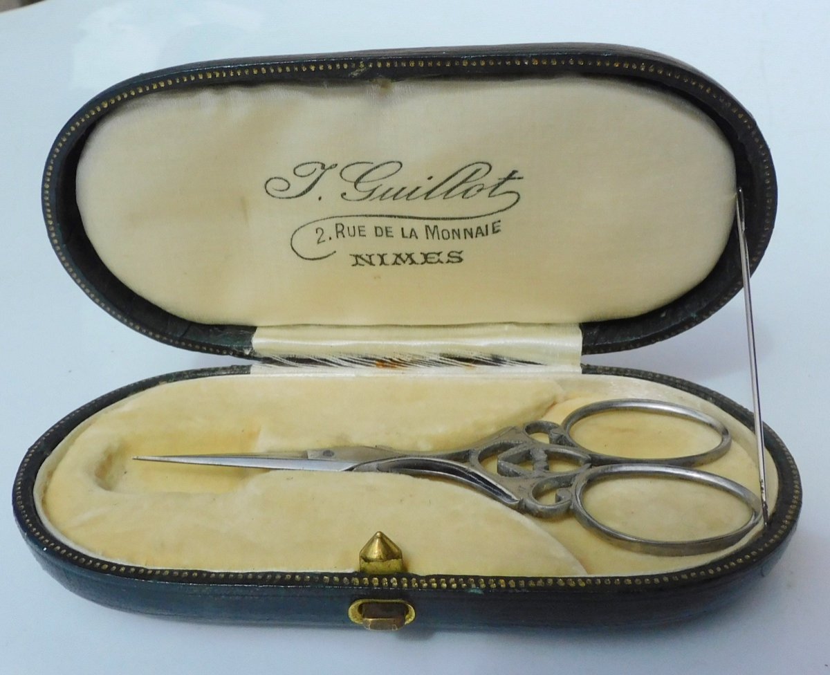 Antique Lace Embroidery Sewing Scissors Box Set Steel Late 19th Early 20th Century-photo-3