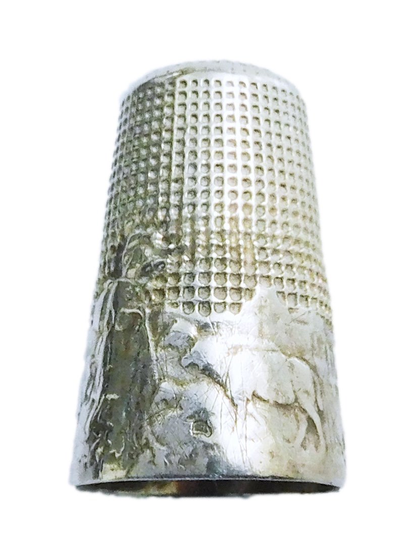 Solid Silver Thimble Fable De La Fontaine, "the Wolf Who Became A Shepherd"-photo-3