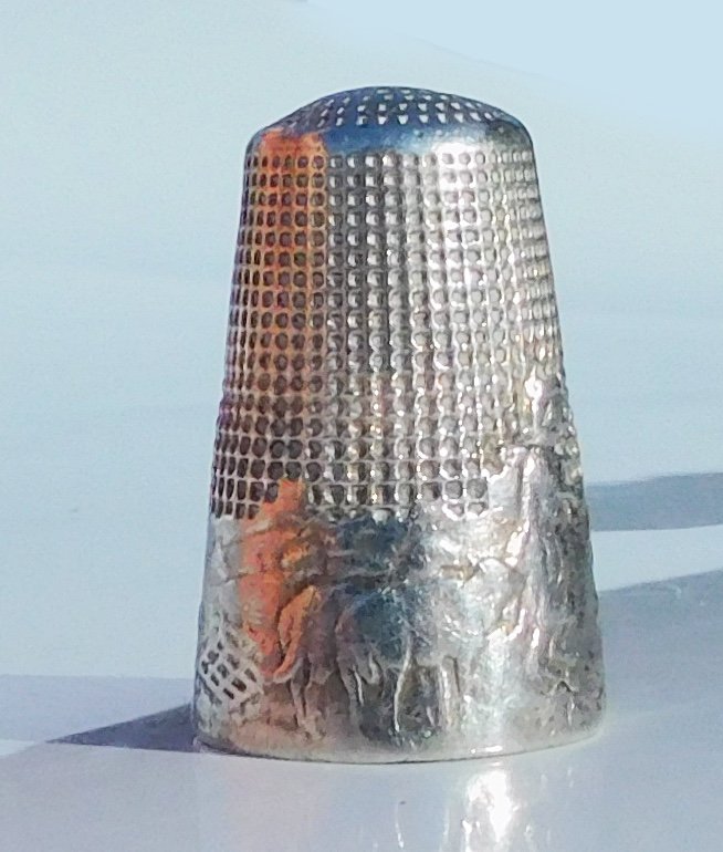 Solid Silver Thimble Fable De La Fontaine, "the Wolf Who Became A Shepherd"-photo-4