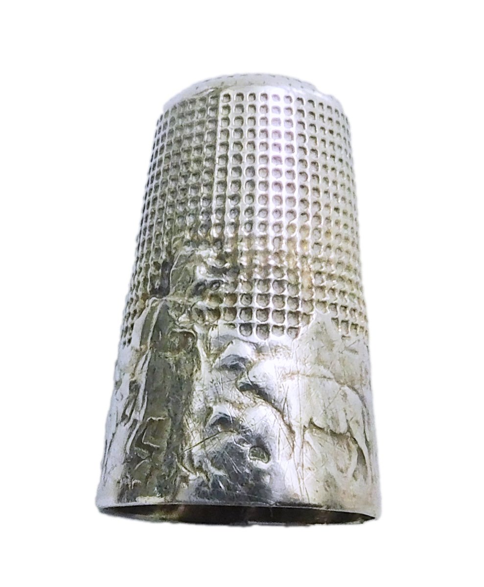 Solid Silver Thimble Fable De La Fontaine, "the Wolf Who Became A Shepherd"