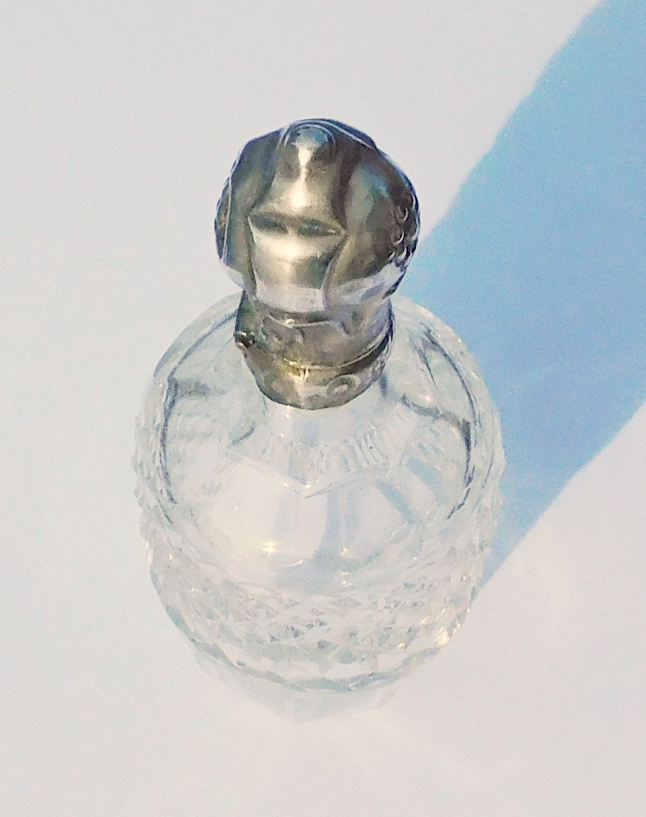 Petit Flacon Fiole Cristal  taillé et Argent Parfum Sels XIXe-photo-3