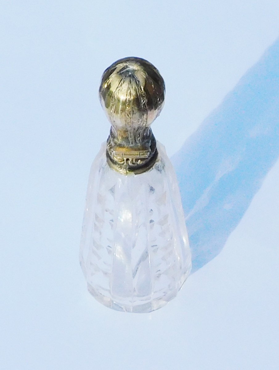 Perfume Salt Vial Bottle Crystal Silver Vermeil 19th Century-photo-1