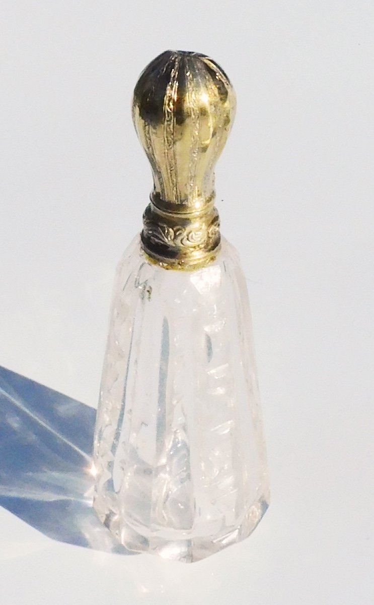 Perfume Salt Vial Bottle Crystal Silver Vermeil 19th Century