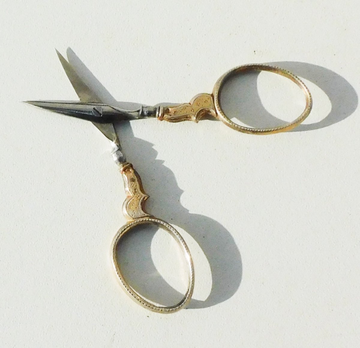 19th Century Silver Sewing Kit Little Monster Scissors Thimble Ivory Case -photo-1