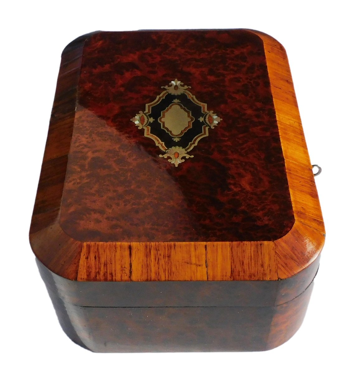 Box Jewelry Box Napoleon III Precious Wood Marquetry 19th Century-photo-3