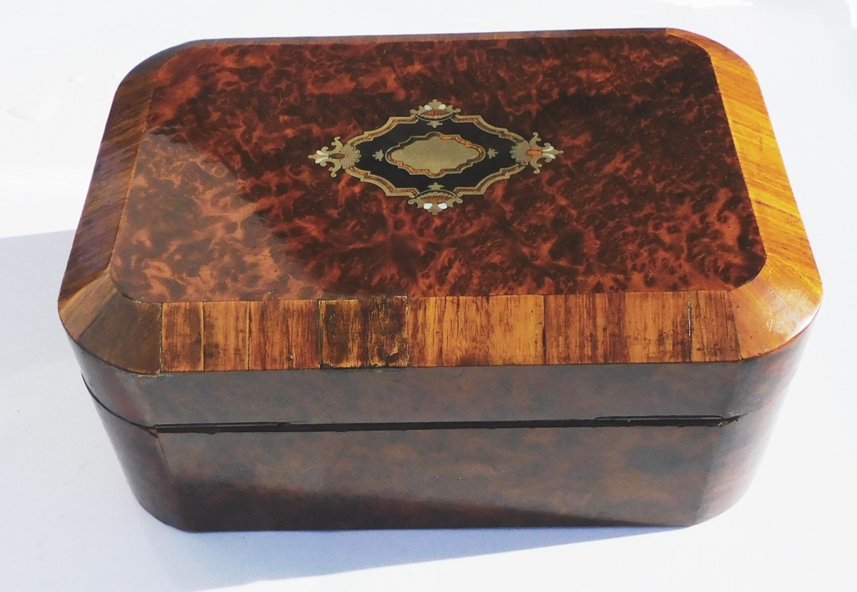 Box Jewelry Box Napoleon III Precious Wood Marquetry 19th Century-photo-4