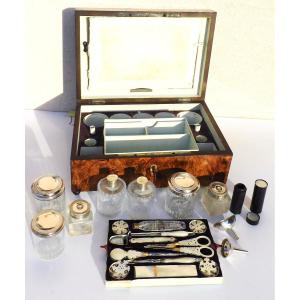 Sewing Travel Kit Toiletry Mother-of-pearl Crystal Silver