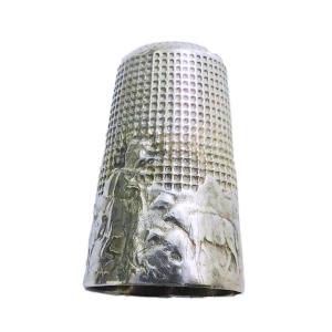 Solid Silver Thimble Fable De La Fontaine, "the Wolf Who Became A Shepherd"