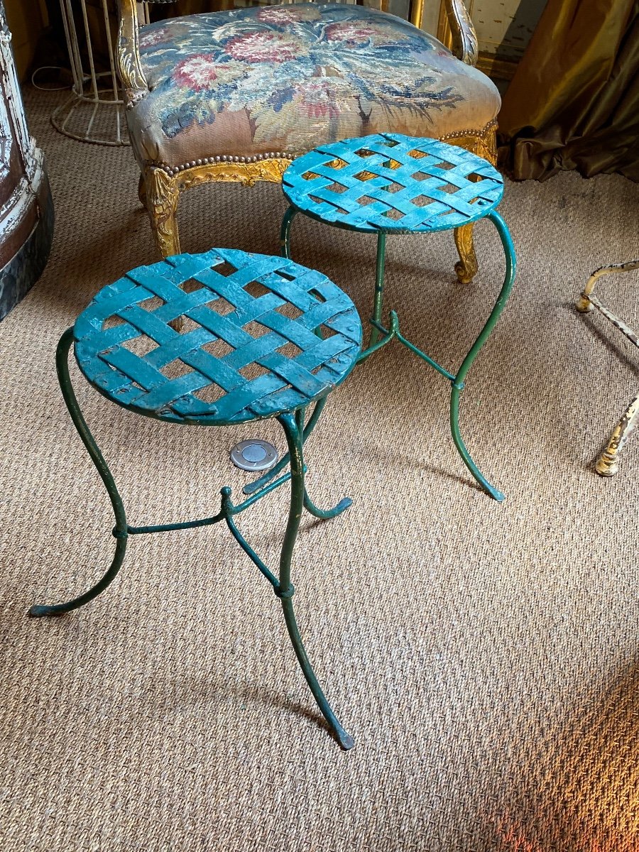 Pair Of Garden Stools In Iron End XIX-photo-2