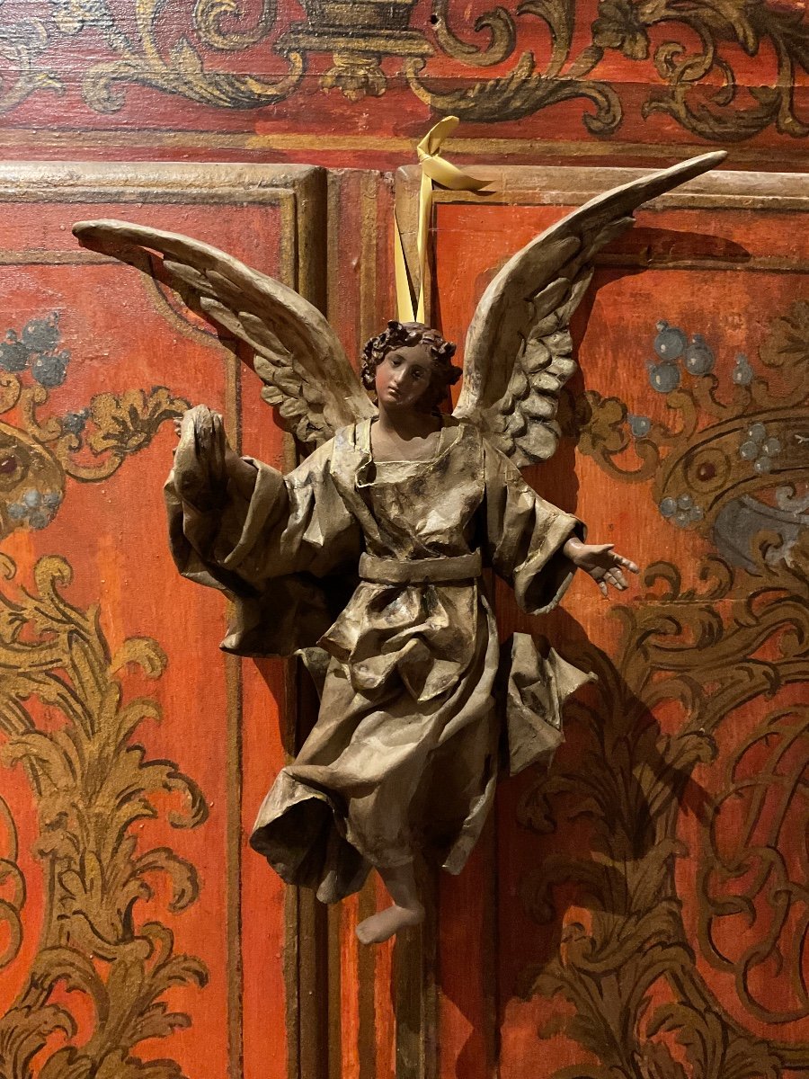 Santibelli Neapolitan ´angel´ In Terracotta And Paper Mache 19th Century