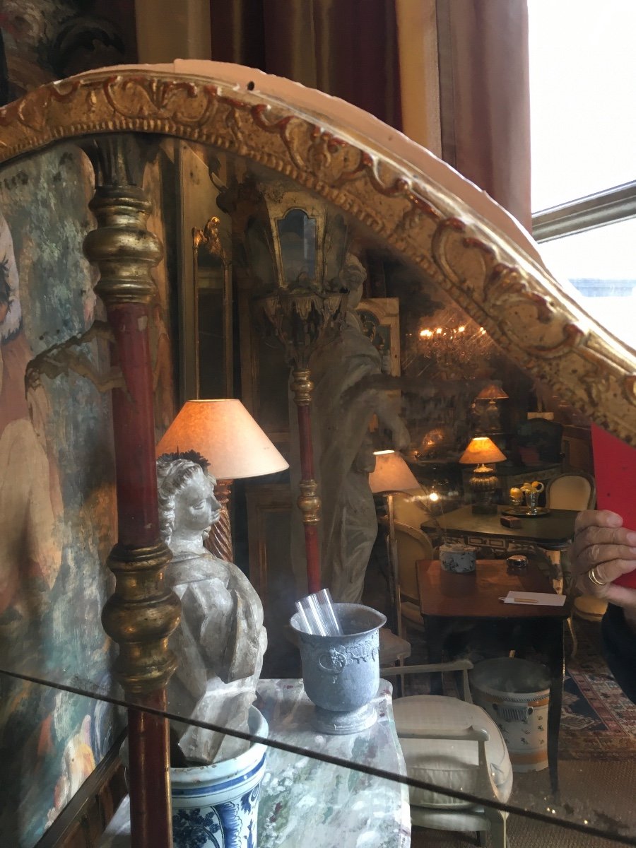 Large 18th Trumeau With Original Mercury Mirrors And Bérain Baguette In Carved Wood -photo-4