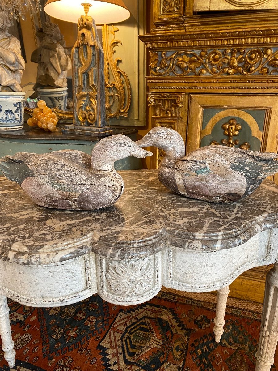 Anciens appelants paire de canards en bois