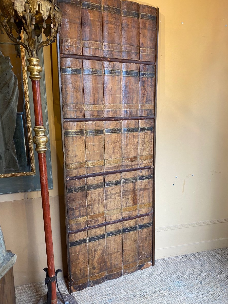 Wooden Panel Covered With 18th Century Leather Bindings (can Be Used As A Door)-photo-2