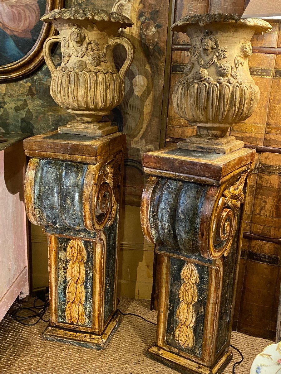 Paire De Vases En Terre Cuite Restaurés ( Italie 18 ème )-photo-4