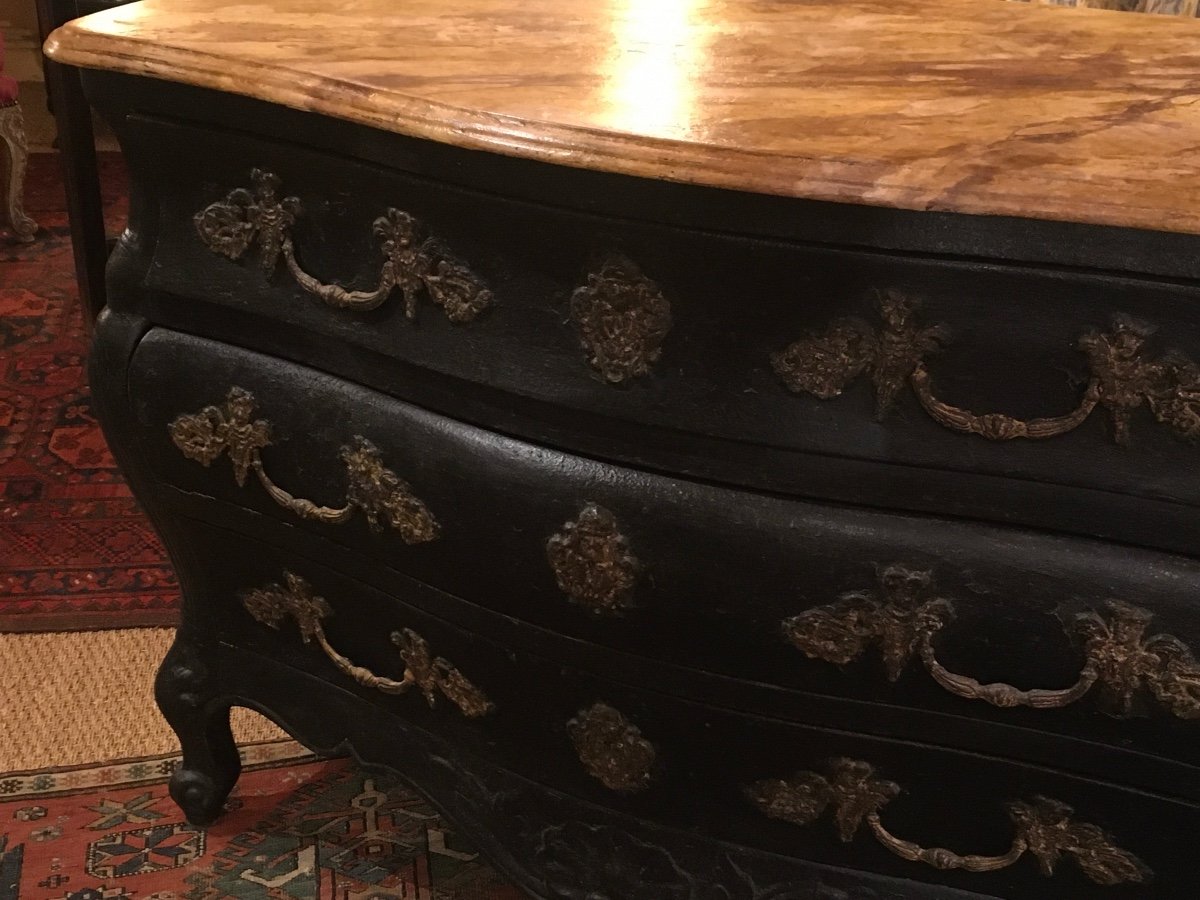 Curved Chest Of Drawers On 3 Sides Faux Marble Top 20th Century -photo-2