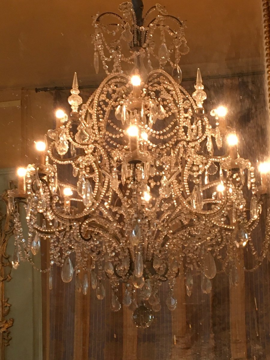 2-tier, 12-light Cage Chandelier, Late 19th Century (from A Palladian Villa)-photo-2