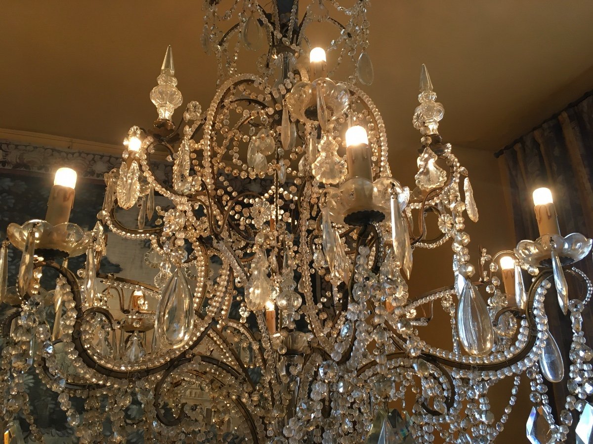 2-tier, 12-light Cage Chandelier, Late 19th Century (from A Palladian Villa)-photo-3