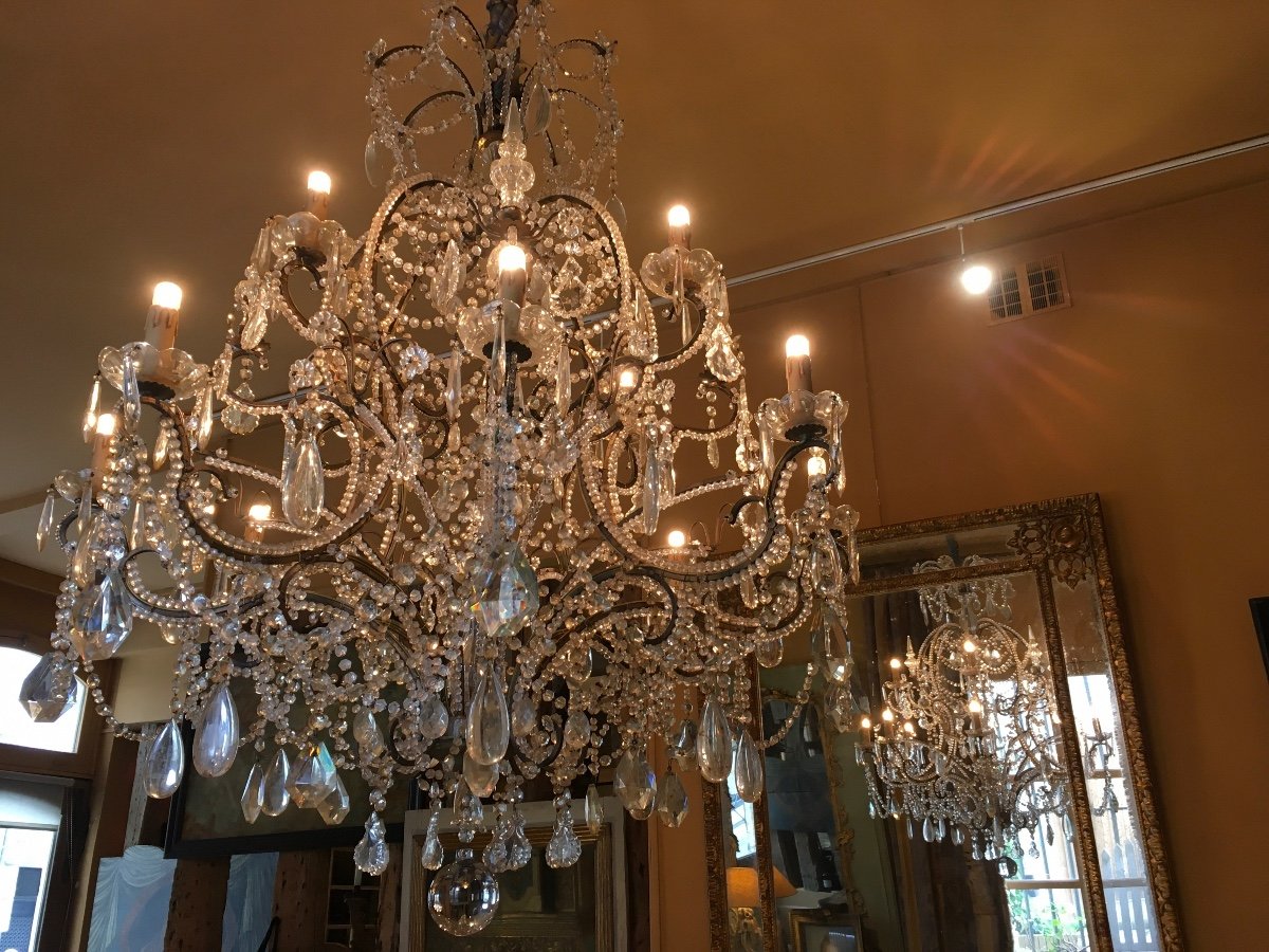 2-tier, 12-light Cage Chandelier, Late 19th Century (from A Palladian Villa)