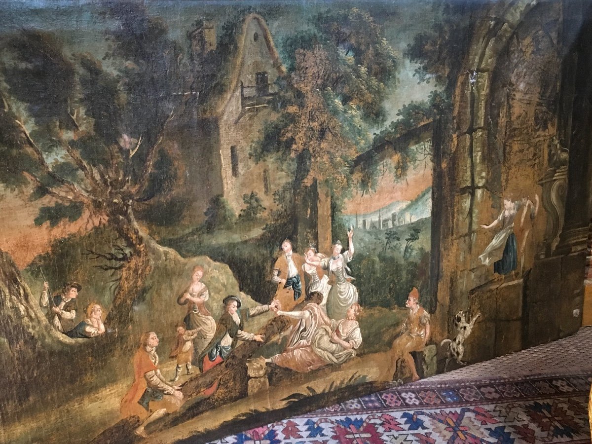 Large 18th Century Genre Scene (bucolic)-photo-2