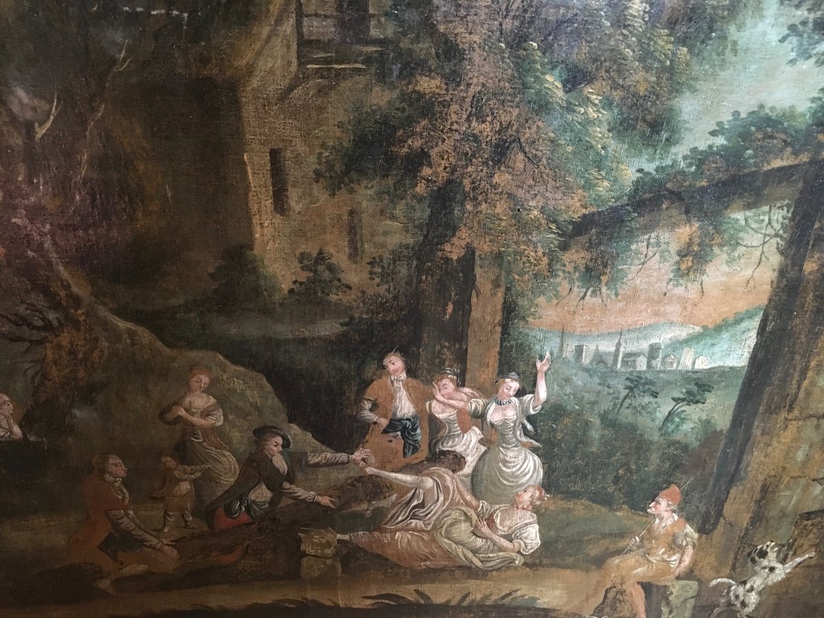 Large 18th Century Genre Scene (bucolic)-photo-4