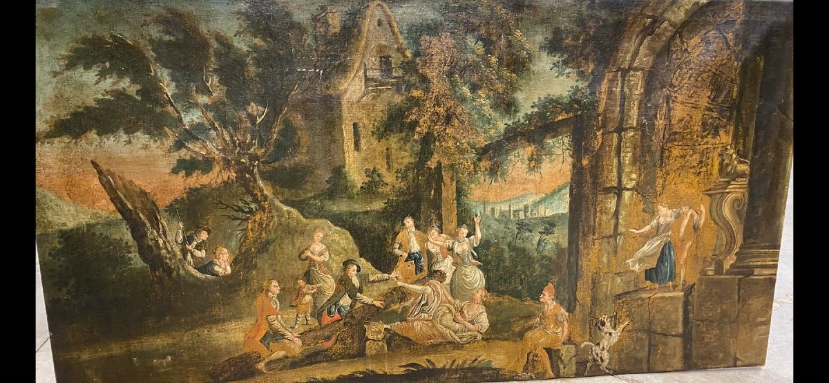 Large 18th Century Genre Scene (bucolic)