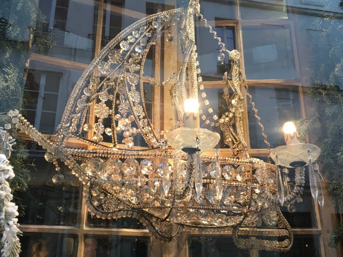 4-light Caravel Chandelier, 20th Century (1940s), Amalfi Coast-photo-3