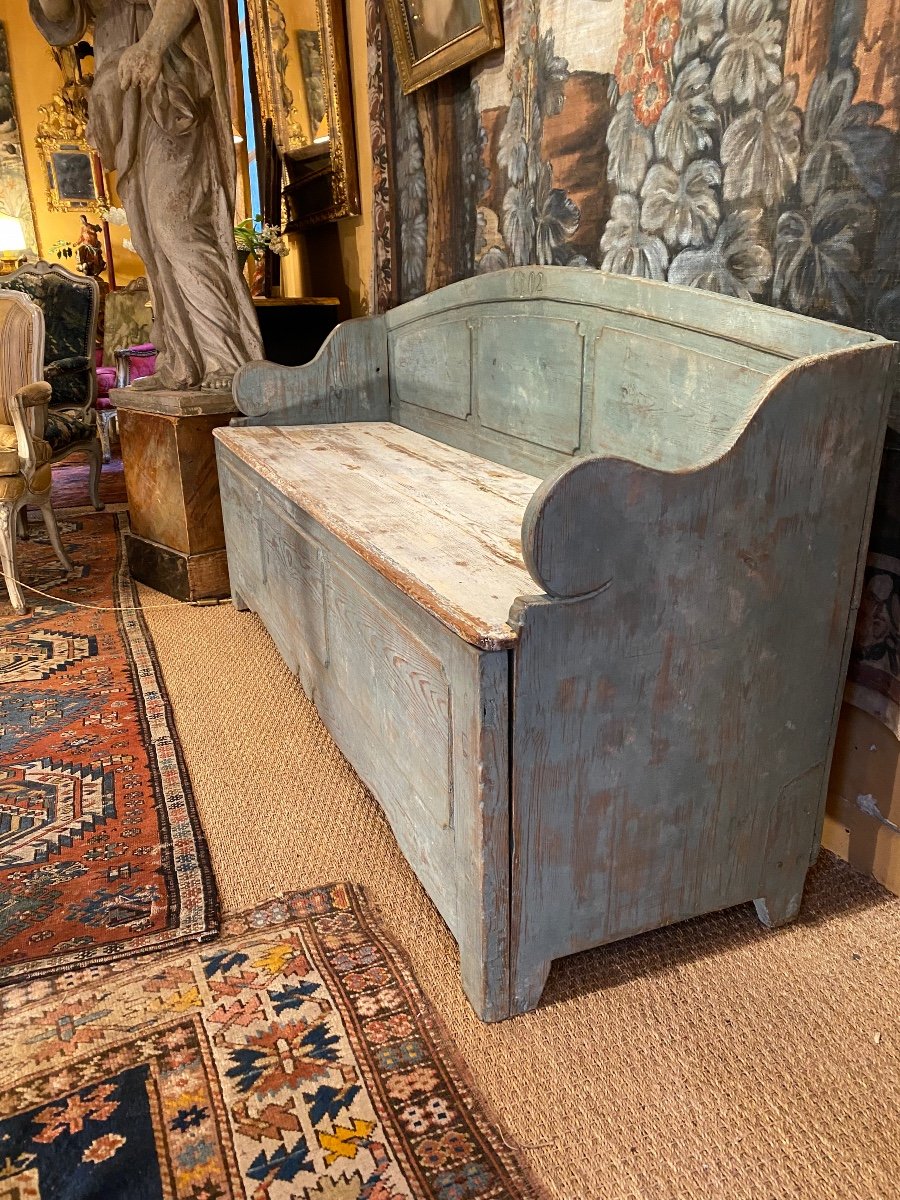 19th Century Painted Swedish Chest Bench-photo-4