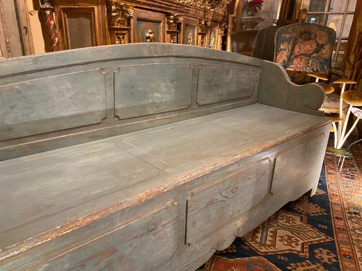 19th Century Painted Swedish Chest Bench-photo-3