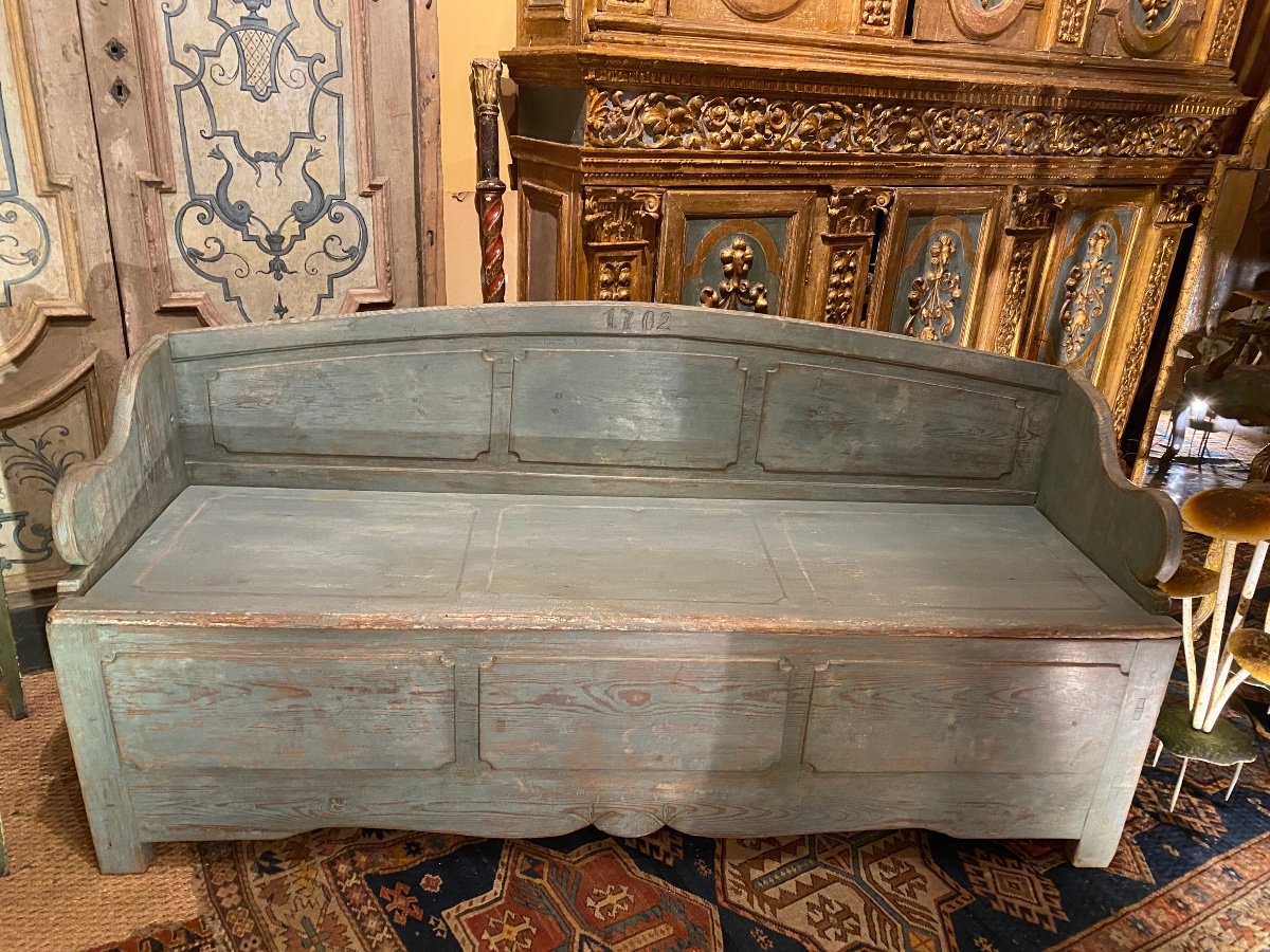 19th Century Painted Swedish Chest Bench-photo-4