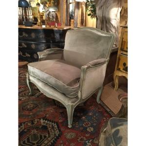 Louis XV Period Painted Molded Wood Marquise (new Velvet Fabric)