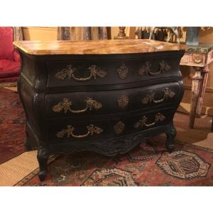 Commode Galbée Sur 3 Côtés Plateau Faux-marbre XX ème 