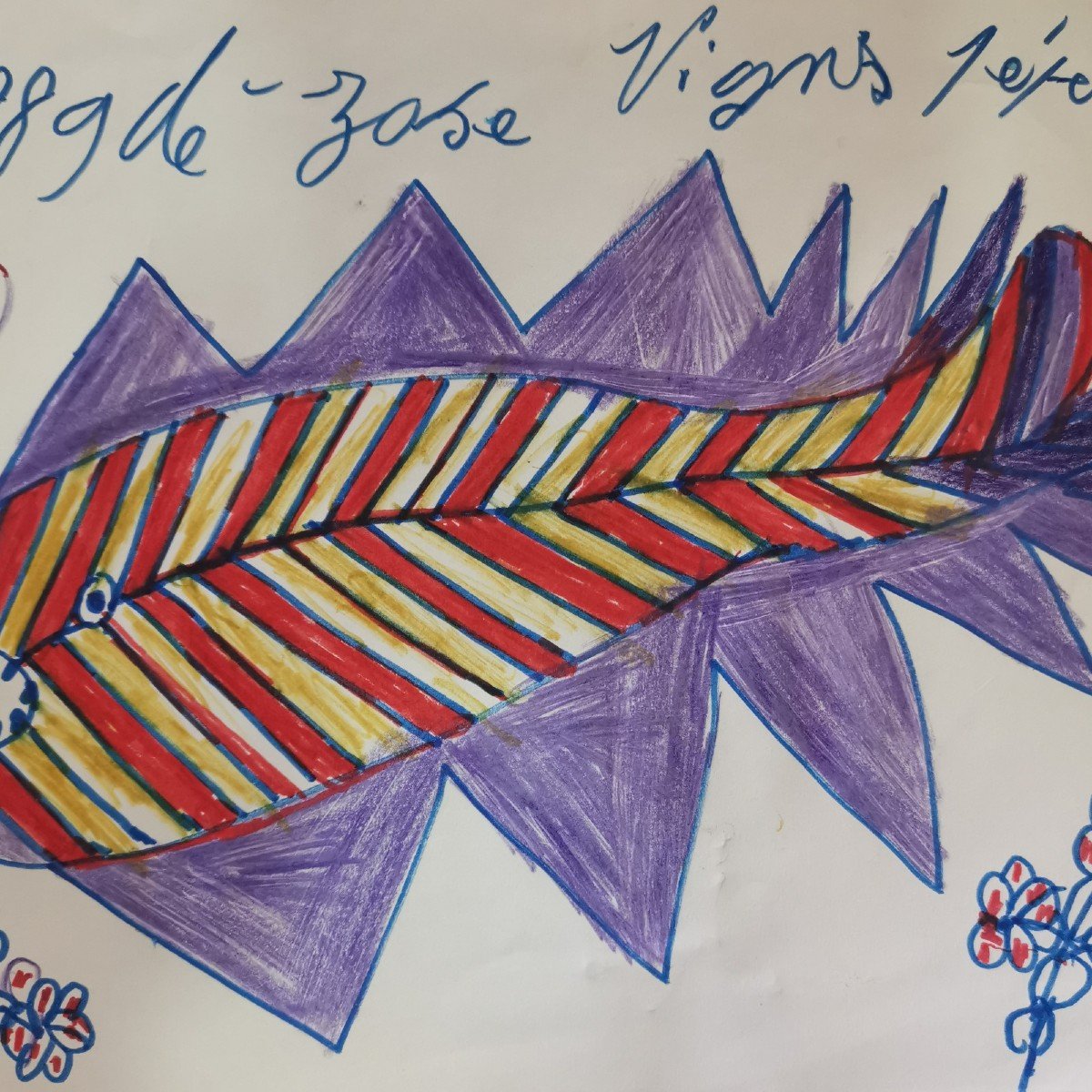 Pépé Vignes, Fish Drawing With Colored Pencils (1989)-photo-3