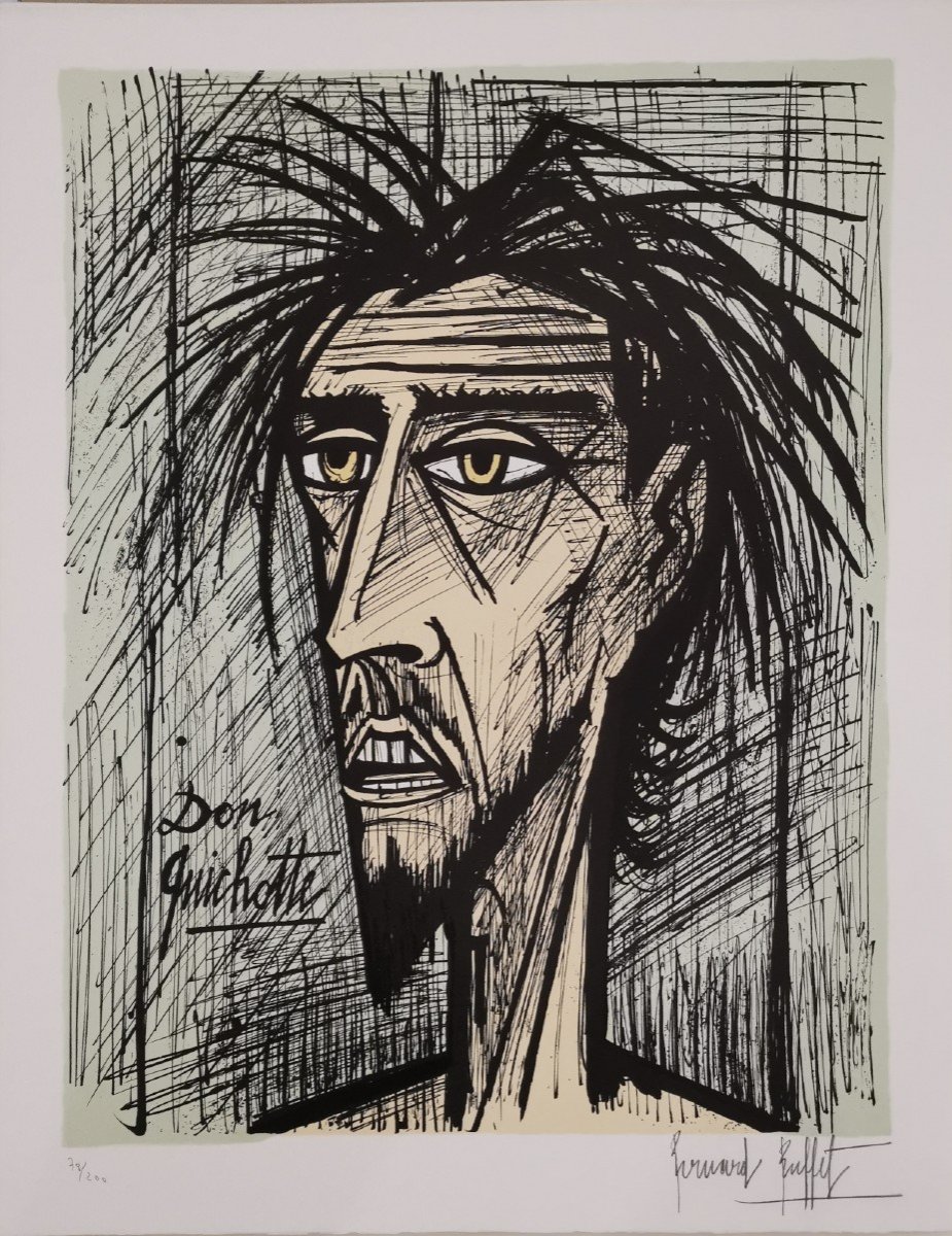 Bernard Buffet, Rarissime Portefolio Don Quichotte, 10 Lithographies-photo-4