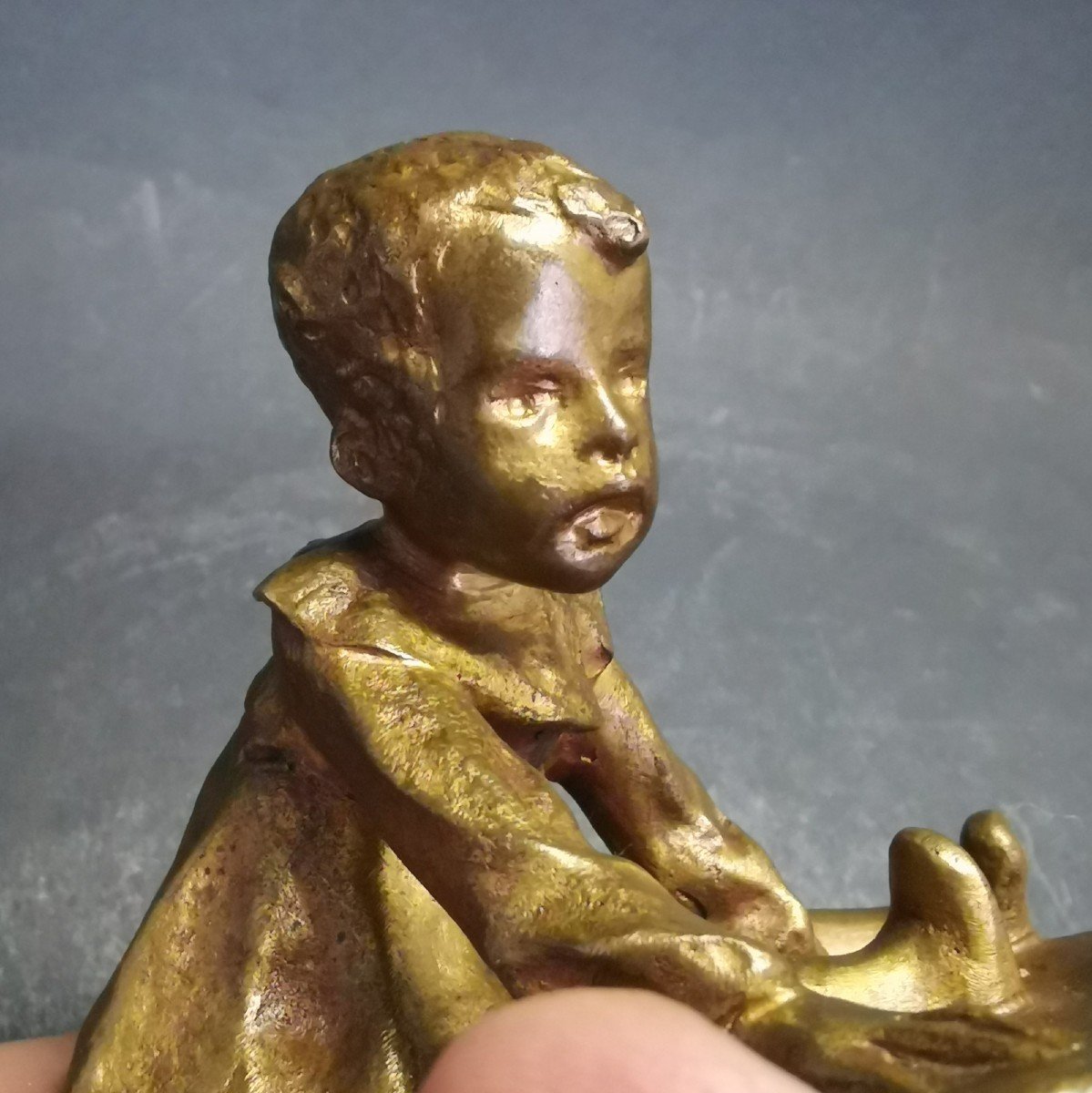 Seated Child, Signed Bronze-photo-5