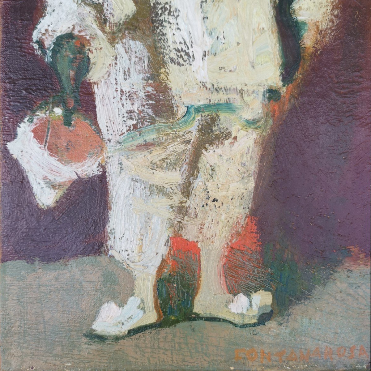 Fontanarosa Lucien (1912-1975), Clown Guitariste (huile Sur Toile)-photo-3