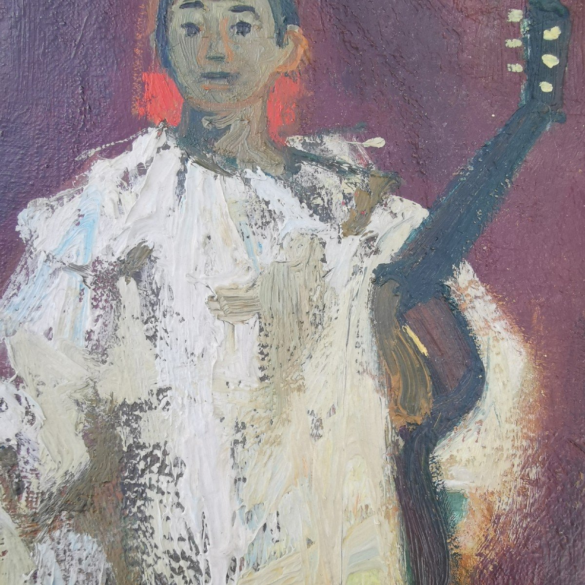 Fontanarosa Lucien (1912-1975), Clown Guitariste (huile Sur Toile)-photo-3