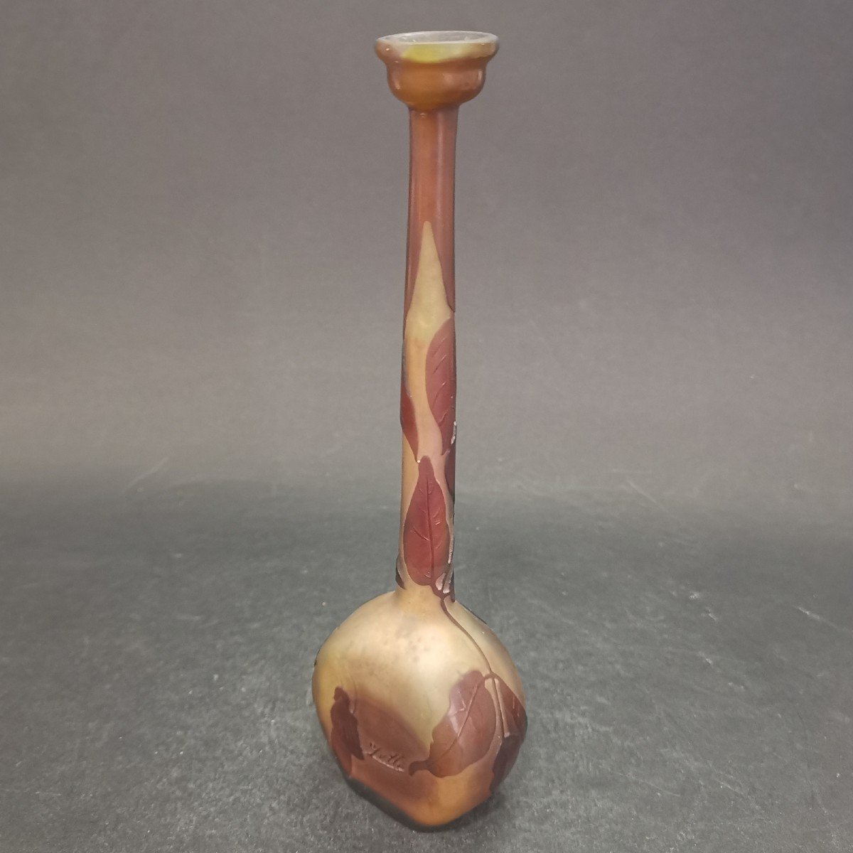 Establishment Gallé (1904-1936), Soliflore Vase With Long Neck (h: 22.5 Cm)-photo-3