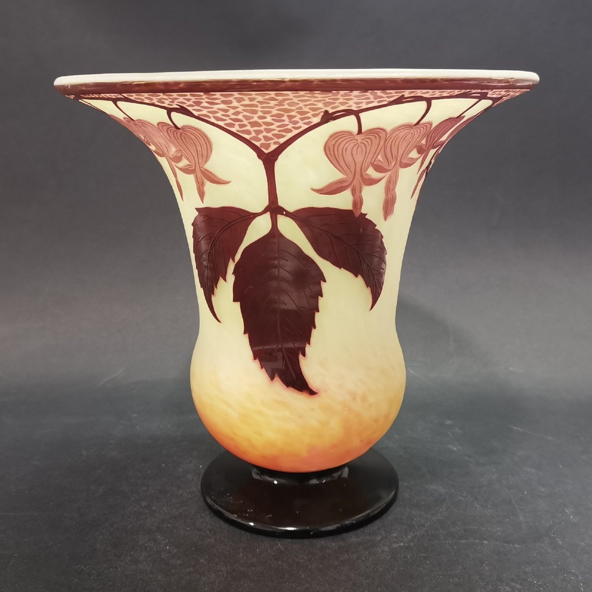 Delatte, Important Art Nouveau Vase With Fuchsia Decor-photo-4