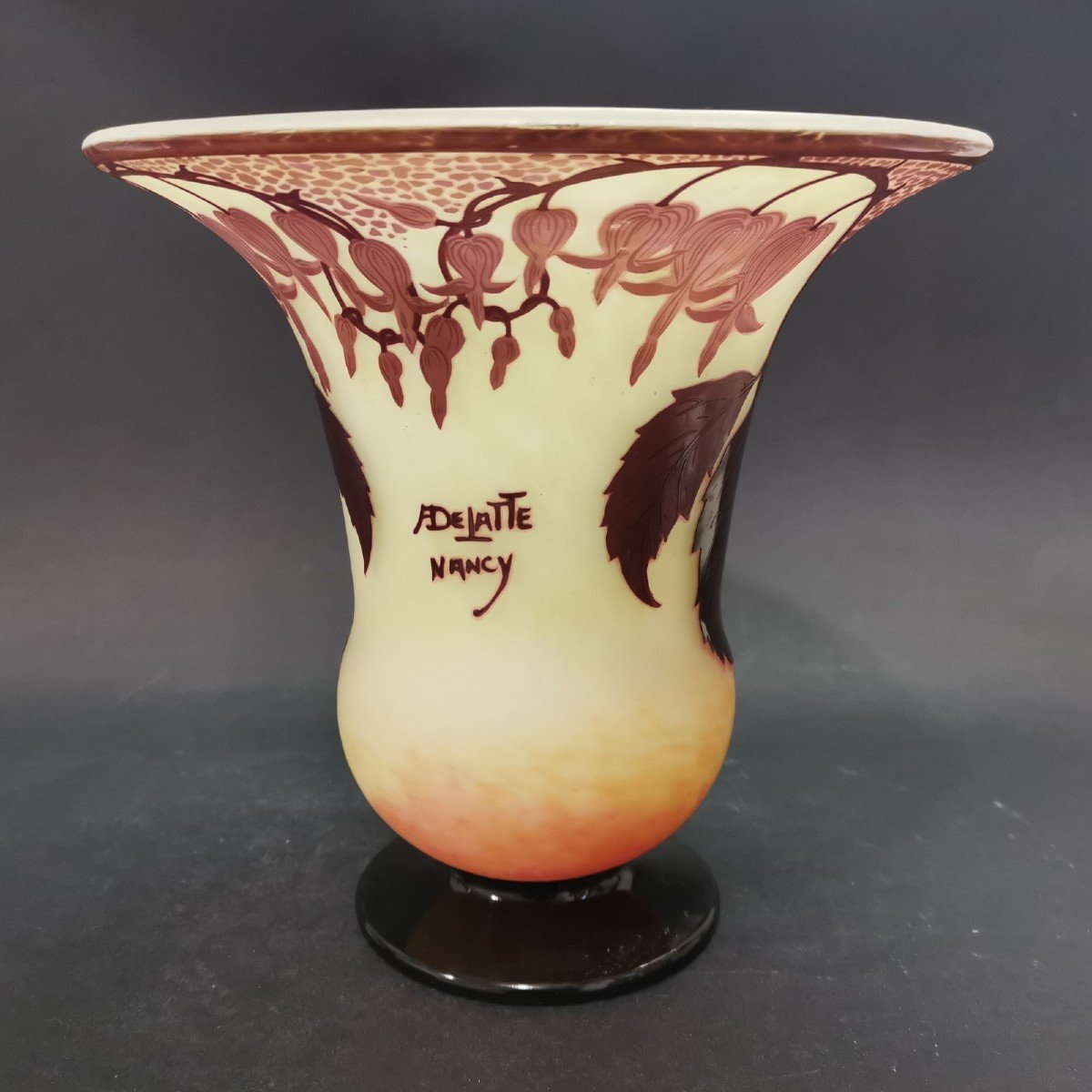 Delatte, Important Art Nouveau Vase With Fuchsia Decor-photo-1