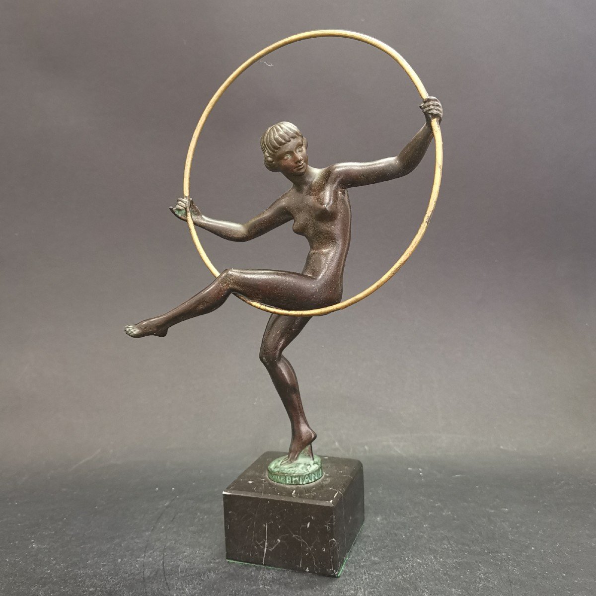 Marcel André Bouraine, The Dancer With A Hoop (h: 28.5 Cm)