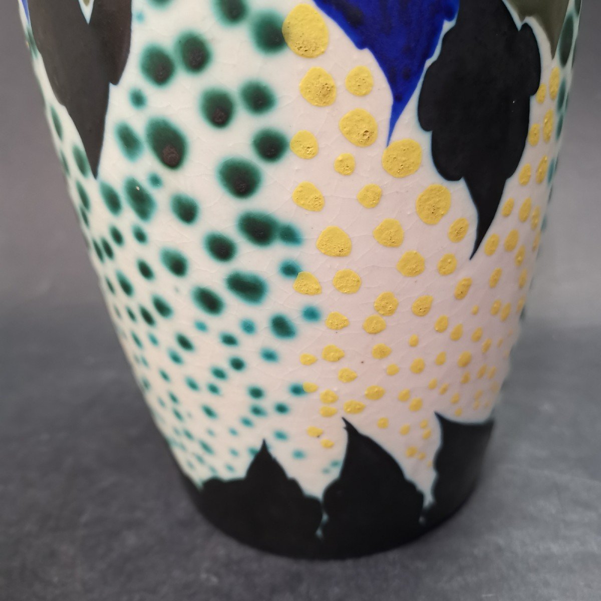 d'Argyl, Art Deco Period High Ceramic Vase With Floral Decoration-photo-4