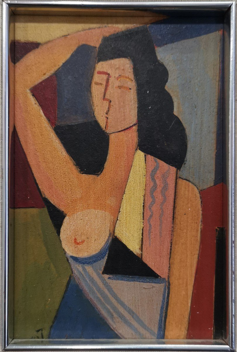 Jacques Henri Guyot, Cubist Woman (16 X 11 Cm)-photo-3