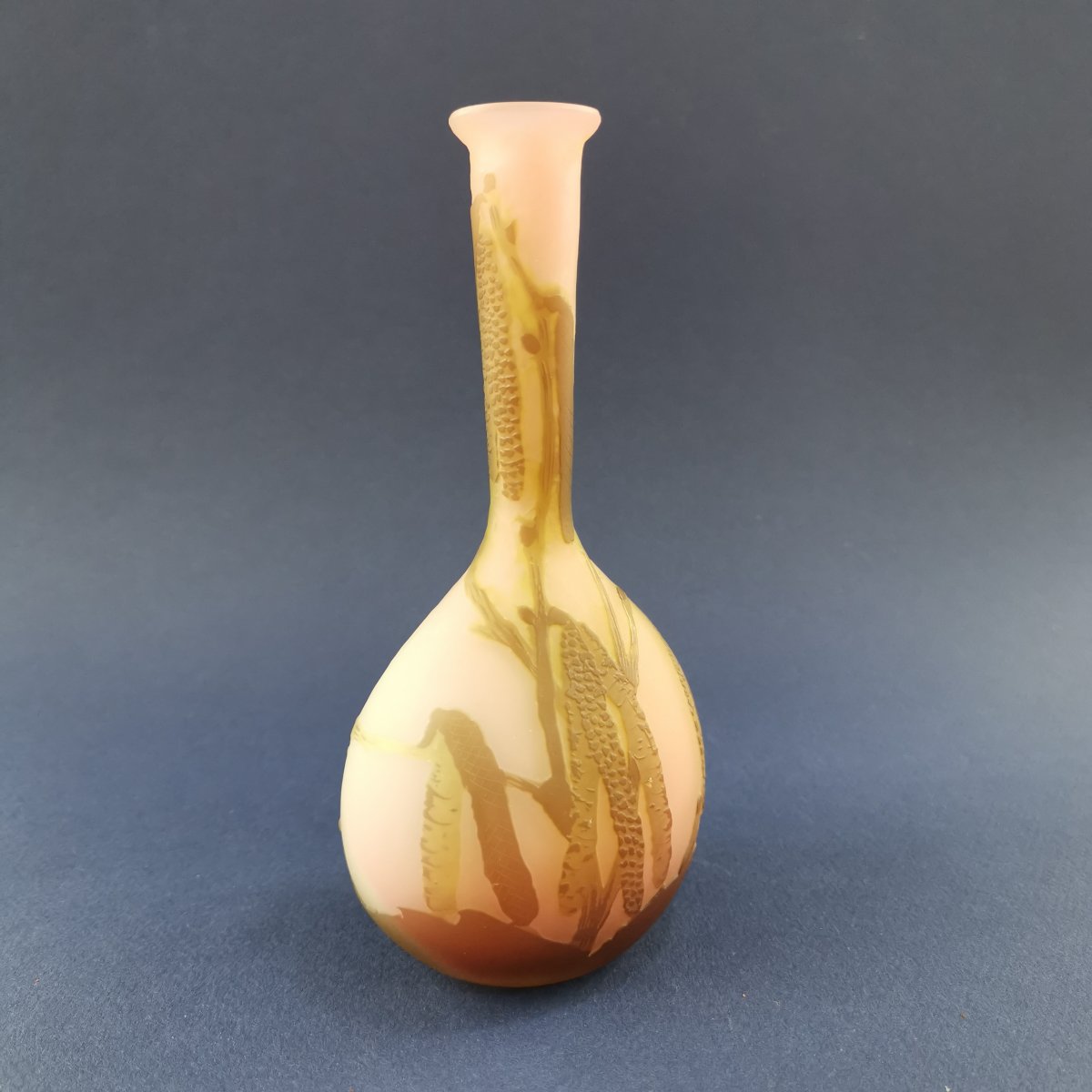 Gallé Émile, Small Berluze Vase With Birch Kitten Decor-photo-2