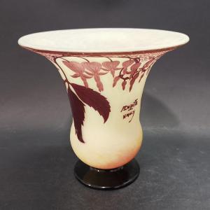 Delatte, Important Art Nouveau Vase With Fuchsia Decor