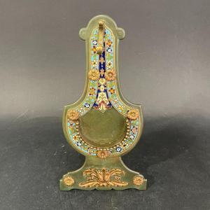 Porte Montre Napoléon III En Cloisonné Sur Métal. H: 21 Cm