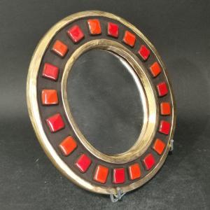 Mithé Espelt (1923-2020), Miroir Ovale (rouge Et Doré), Circa 1952