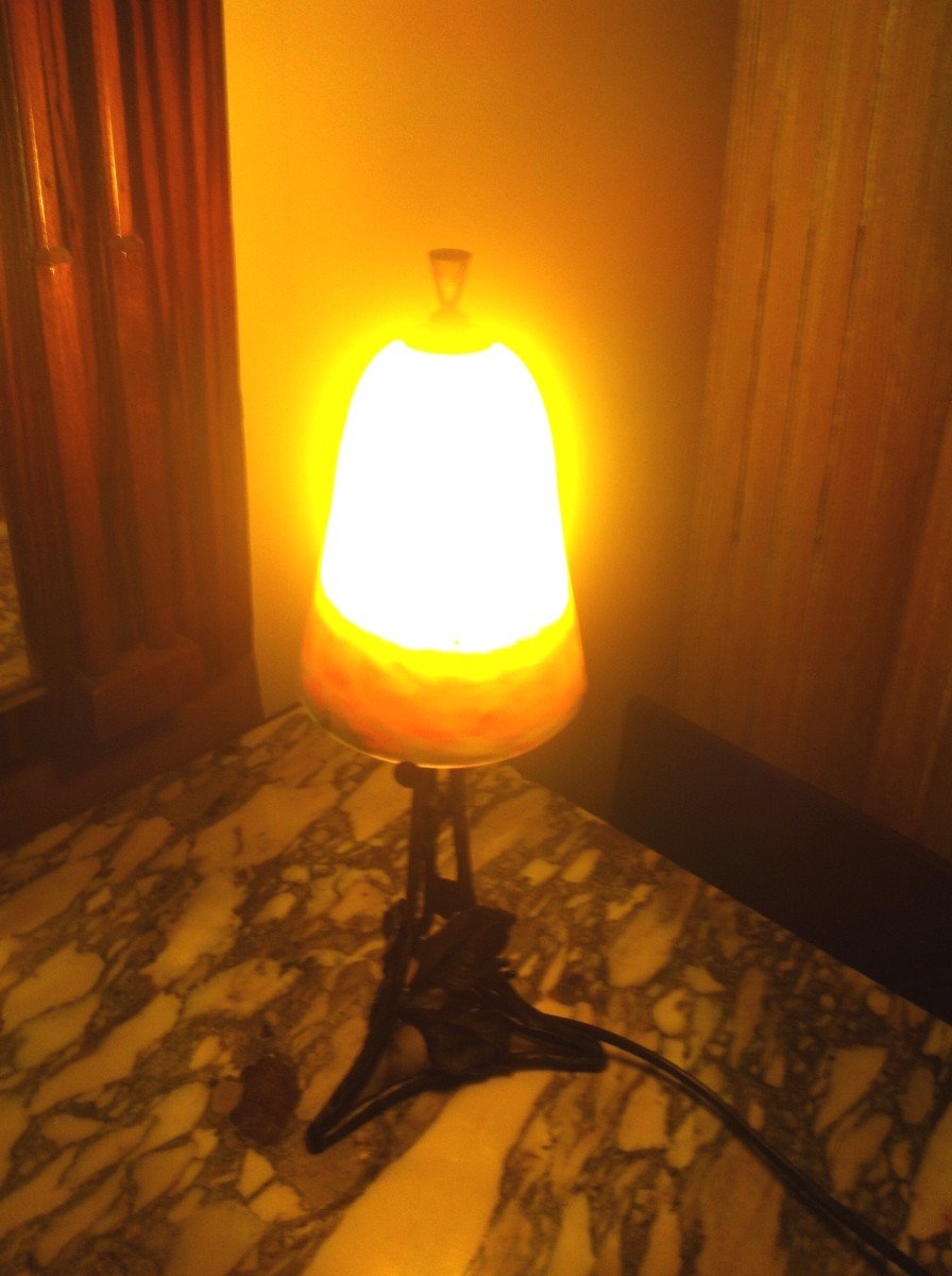 Orange Lamp Signed Muller-photo-4